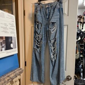 American eagle super high rise baggy wide leg